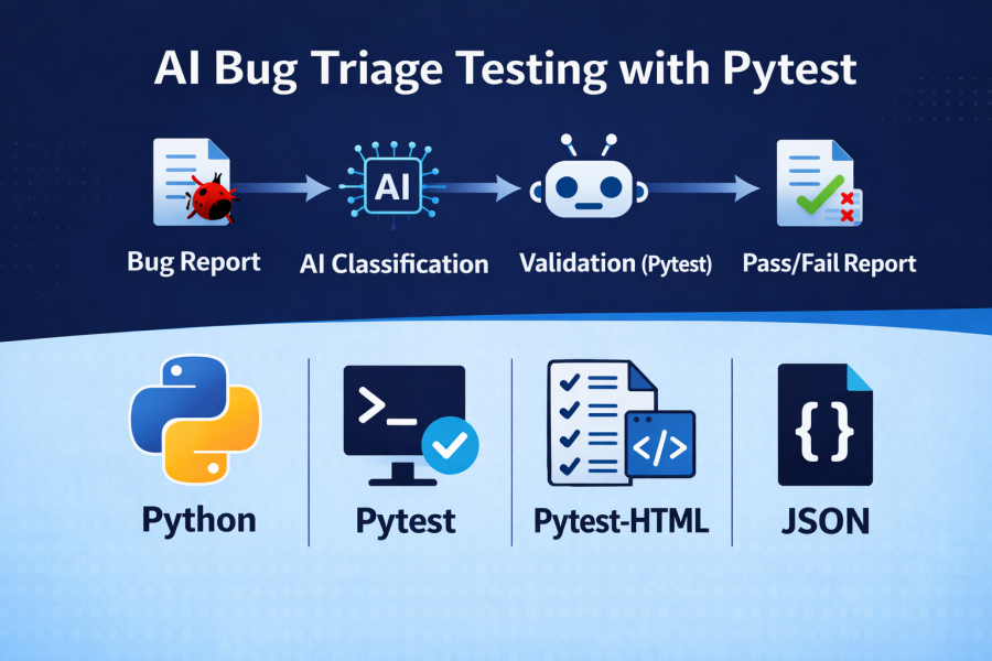 Python chatbot testing workflow showing development, manual testing, and reporting with Allure or Pytest